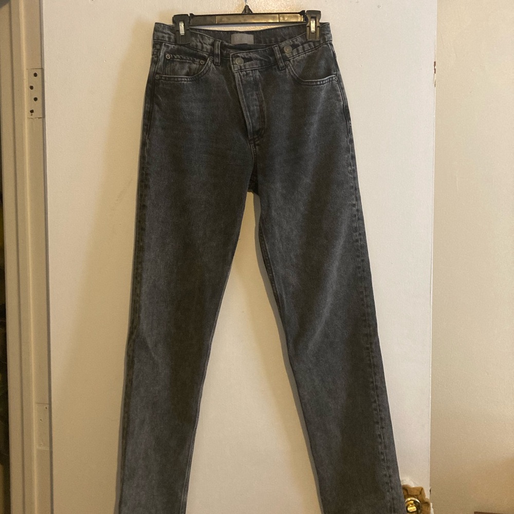 BOYISH The Casey Rigid High Rise Straight Jean Asymmetrical Buttons - Picture 8 of 13
